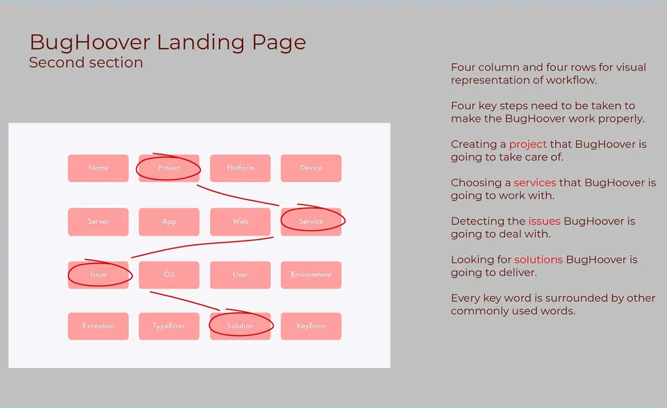 BugHoover: Landing page: second section