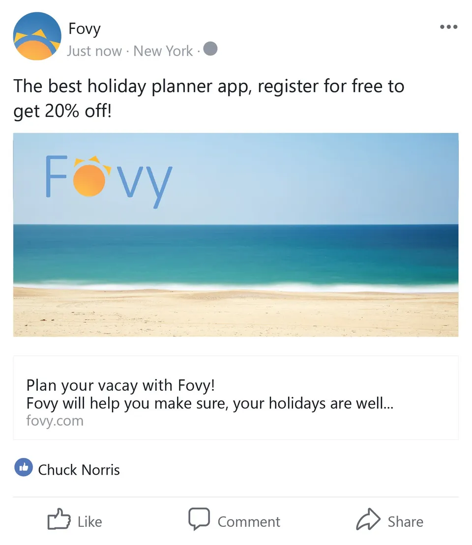 Fovy: Facebook ad